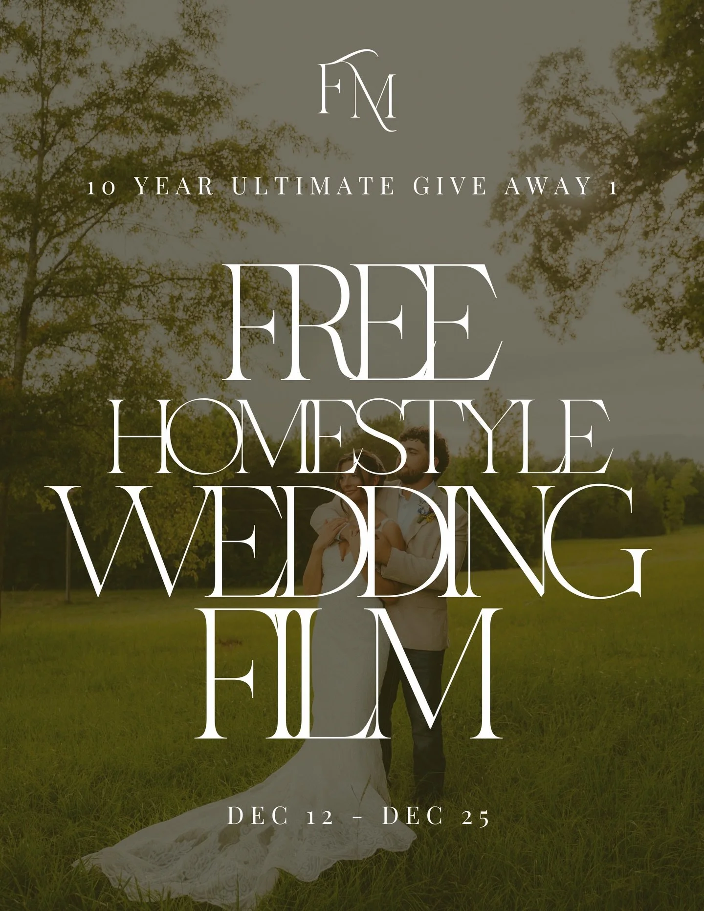 G I V E A W A Y 1 ✨ The Ten Year Signature Wedding Film Experience | our homestyle wedding film (valued at $1,900) will be afforded to one lucky couple for their 2026/2027 date. This experience is a creative collaboration with a couple whose love is 