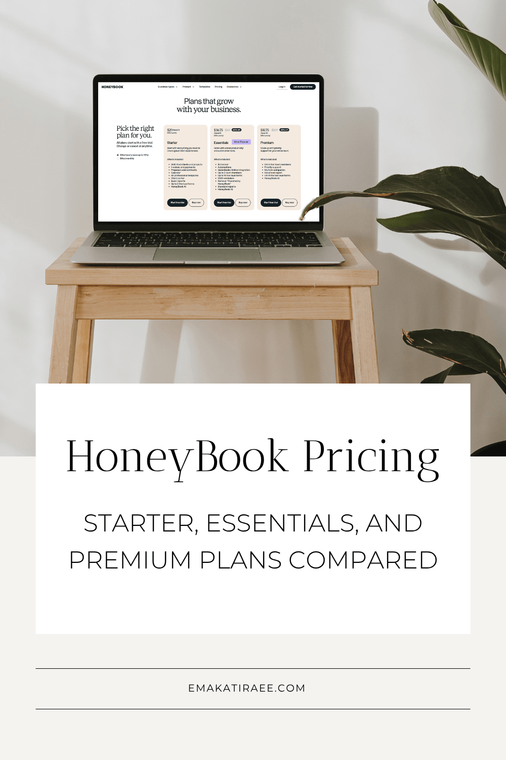 HoneyBook Pricing: Starter, Essentials, and Premium Plans Compared