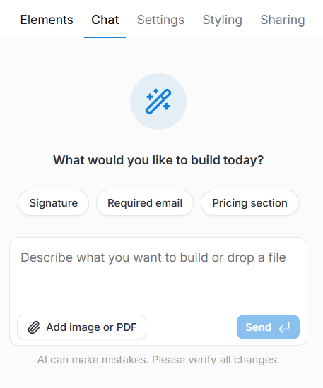 Dubsado's chat to edit form feature