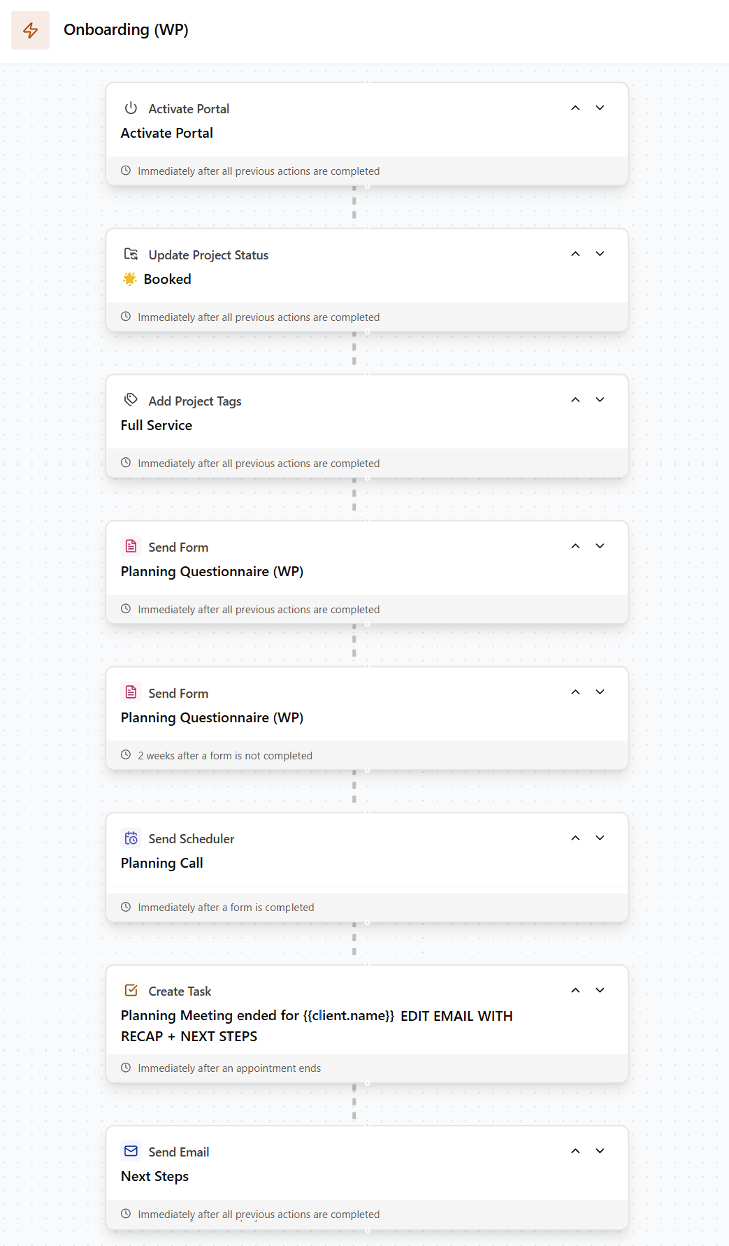 Wedding Planner Workflow Dubsado