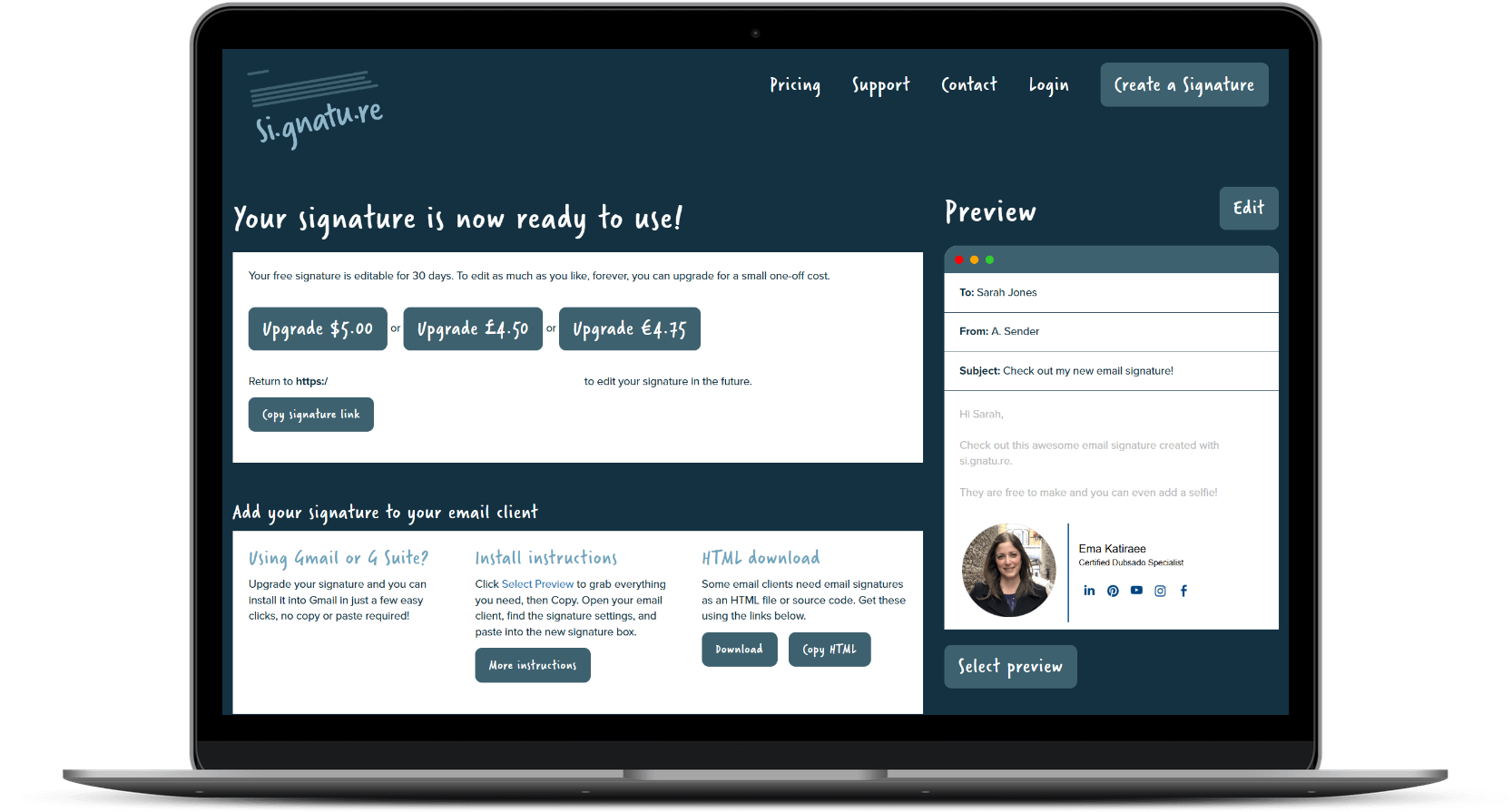 Email signature made with Si.gnatu.re