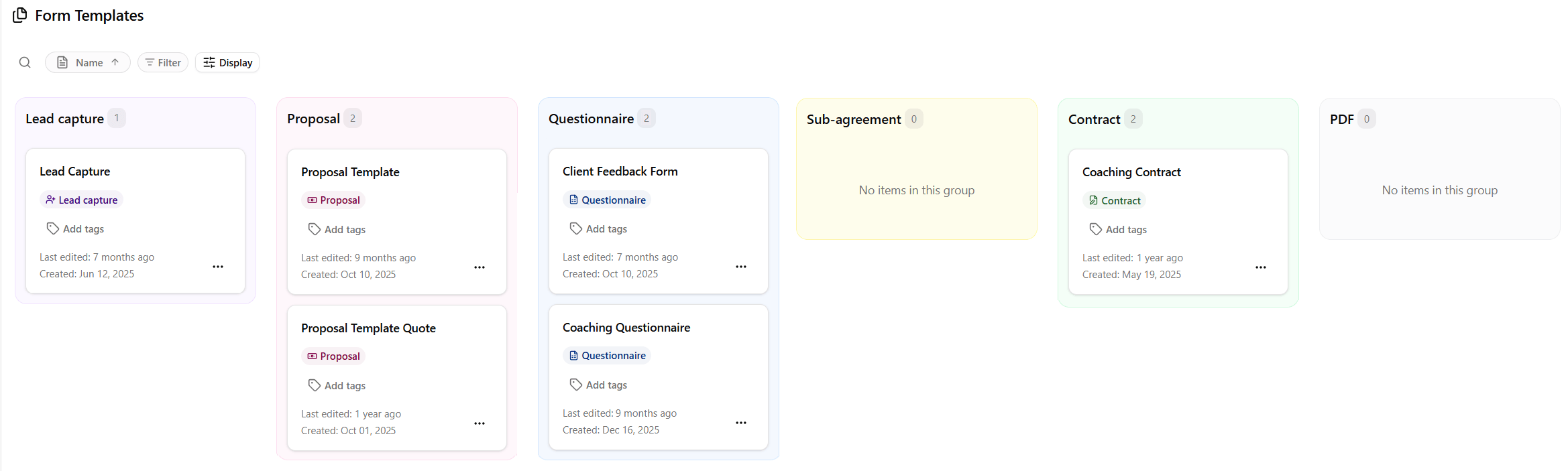 Dubsado Form Templates for Lead Capture, Proposal, Questionnaire, Sub-agreement, Contract and PDF