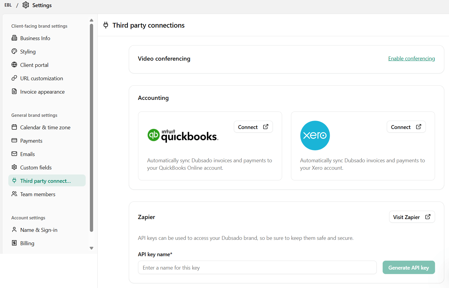 Third party integrations in Dubsado