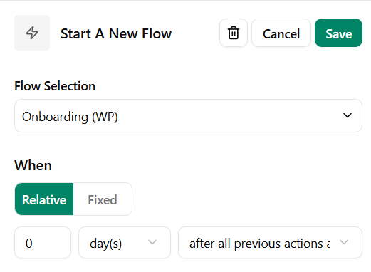 Start next workflow Dubsado