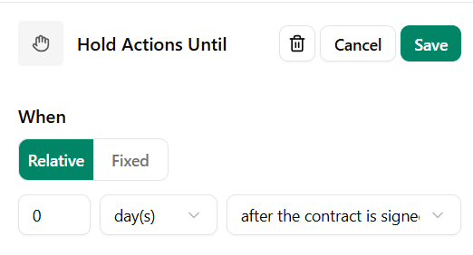 Hold Actions Until After Contract Signed by Client Dubsado