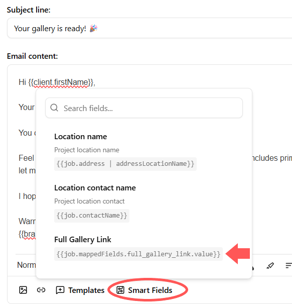 Add a mapped field to a Dubsado canned email template