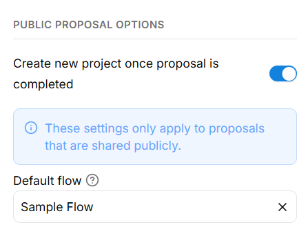 Default flow setting inside Dubsado public proposal