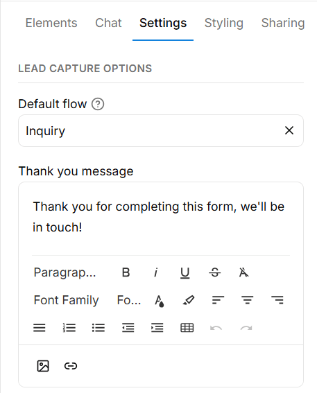 Default flow in Dubsado lead capture form