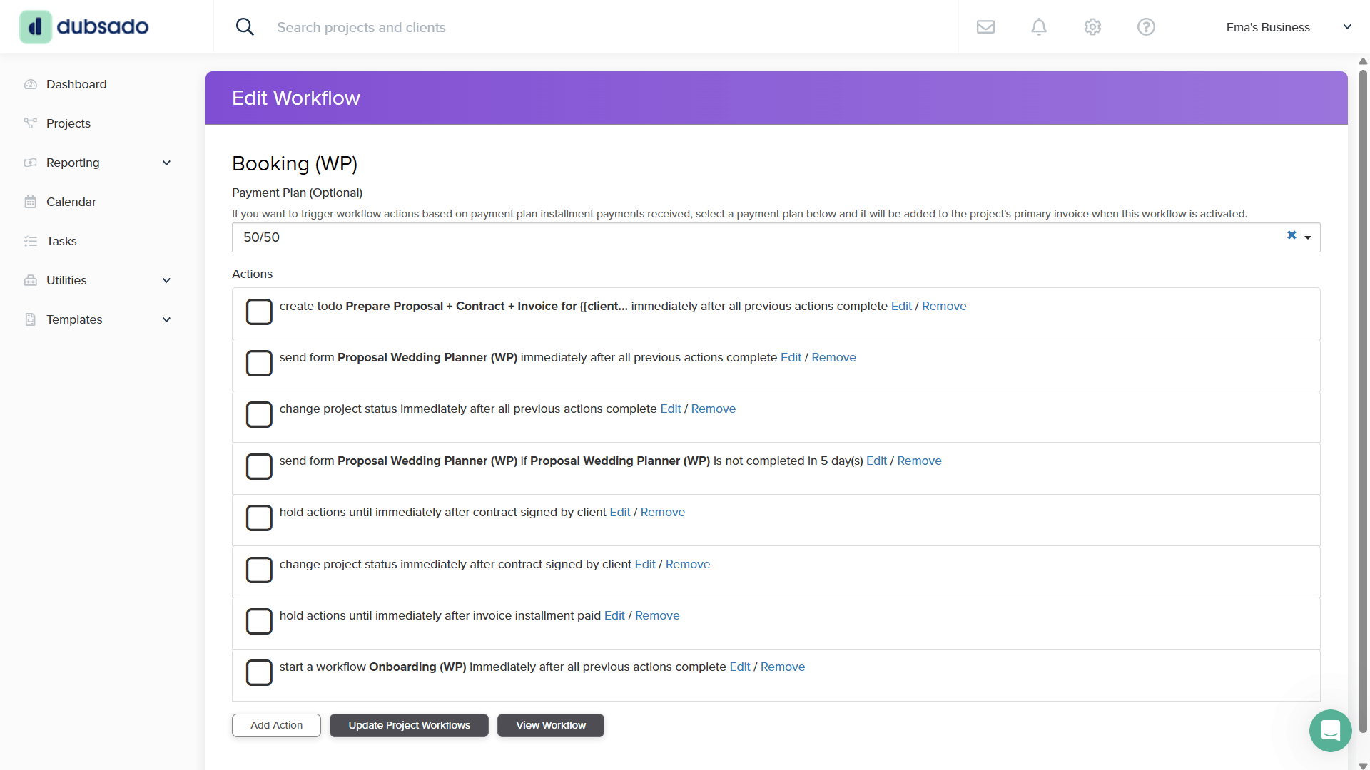 Dubsado 2.0 workflow builder