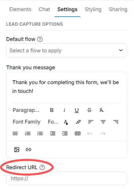 Dubsado Redirect URL under Form Settings