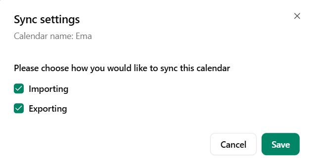 Sync settings for external calendar in Dubsado for import and exporting events