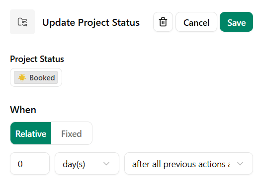 Update Project Status in Dubsado Workflow