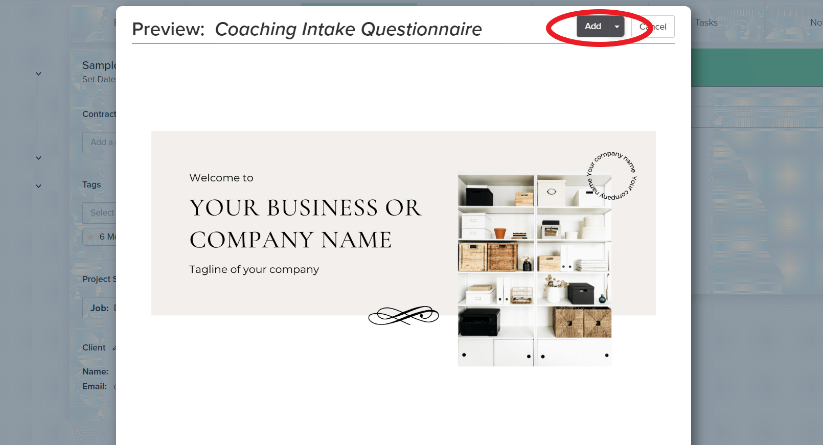 Send a form in a canned email manually in Dubsado