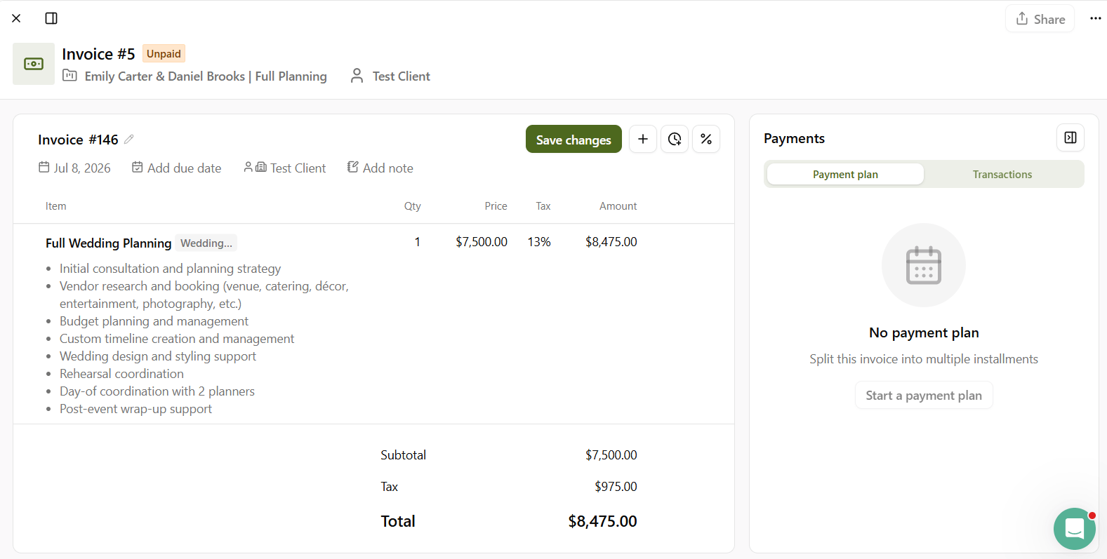 Dubsado 3.0 redesigned invoice builder