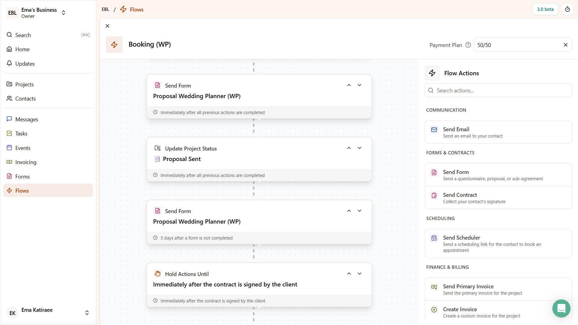 Dubsado 3.0 flow builder