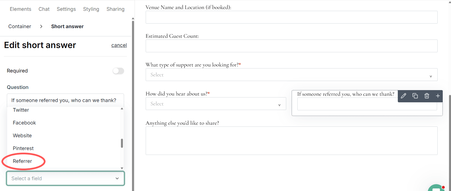 Add a Custom Field inside a form in Dubsado