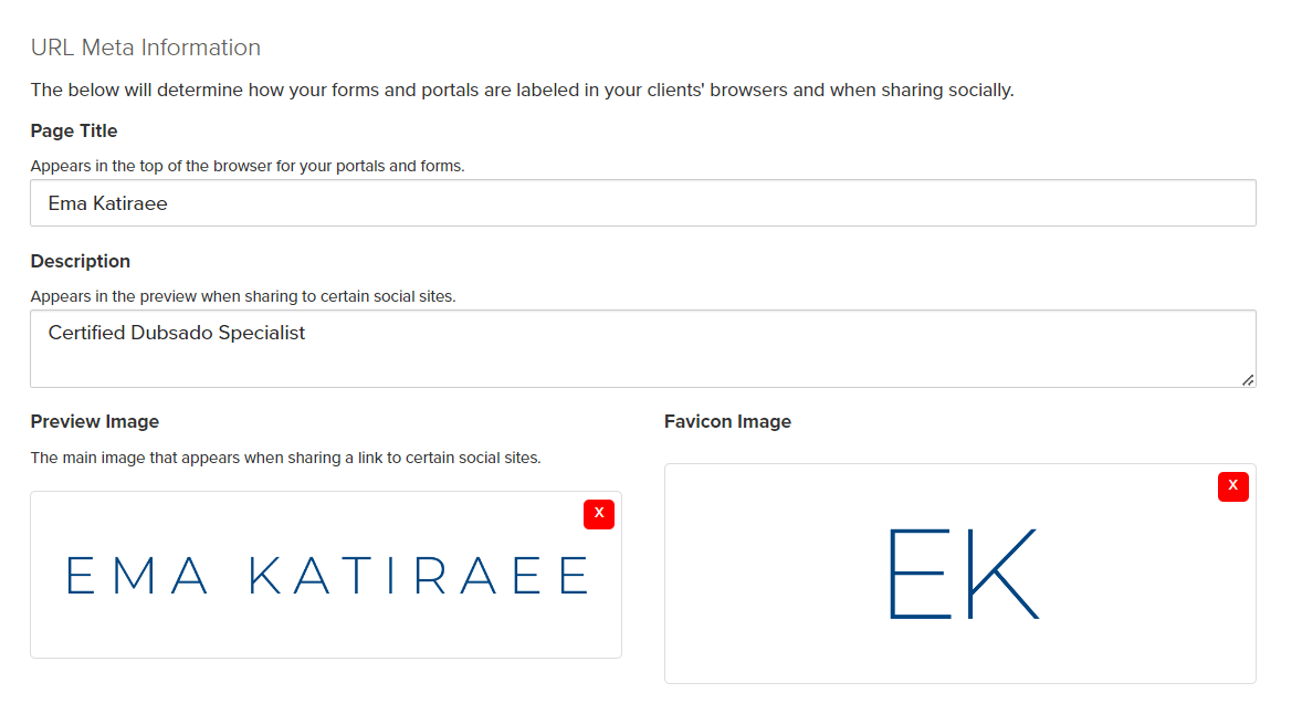 Dubsado URL Meta Information
