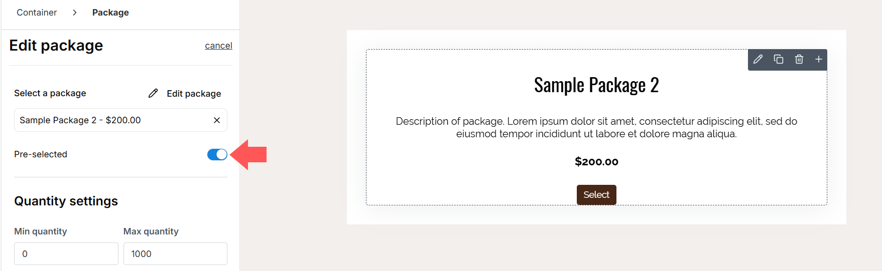 How to pre-select a package in a Dubsado proposal