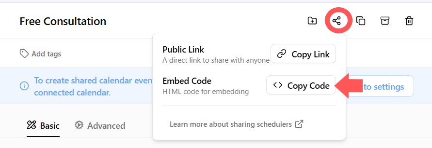 Embed code for Dubsado scheduler