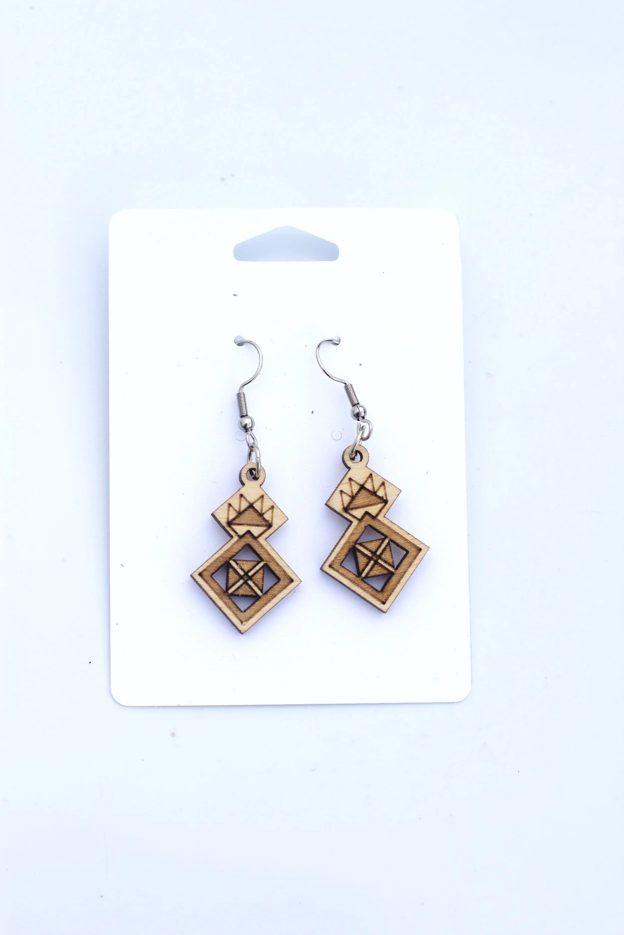 Wood Earrings - Bear's Paw Mini Pendant