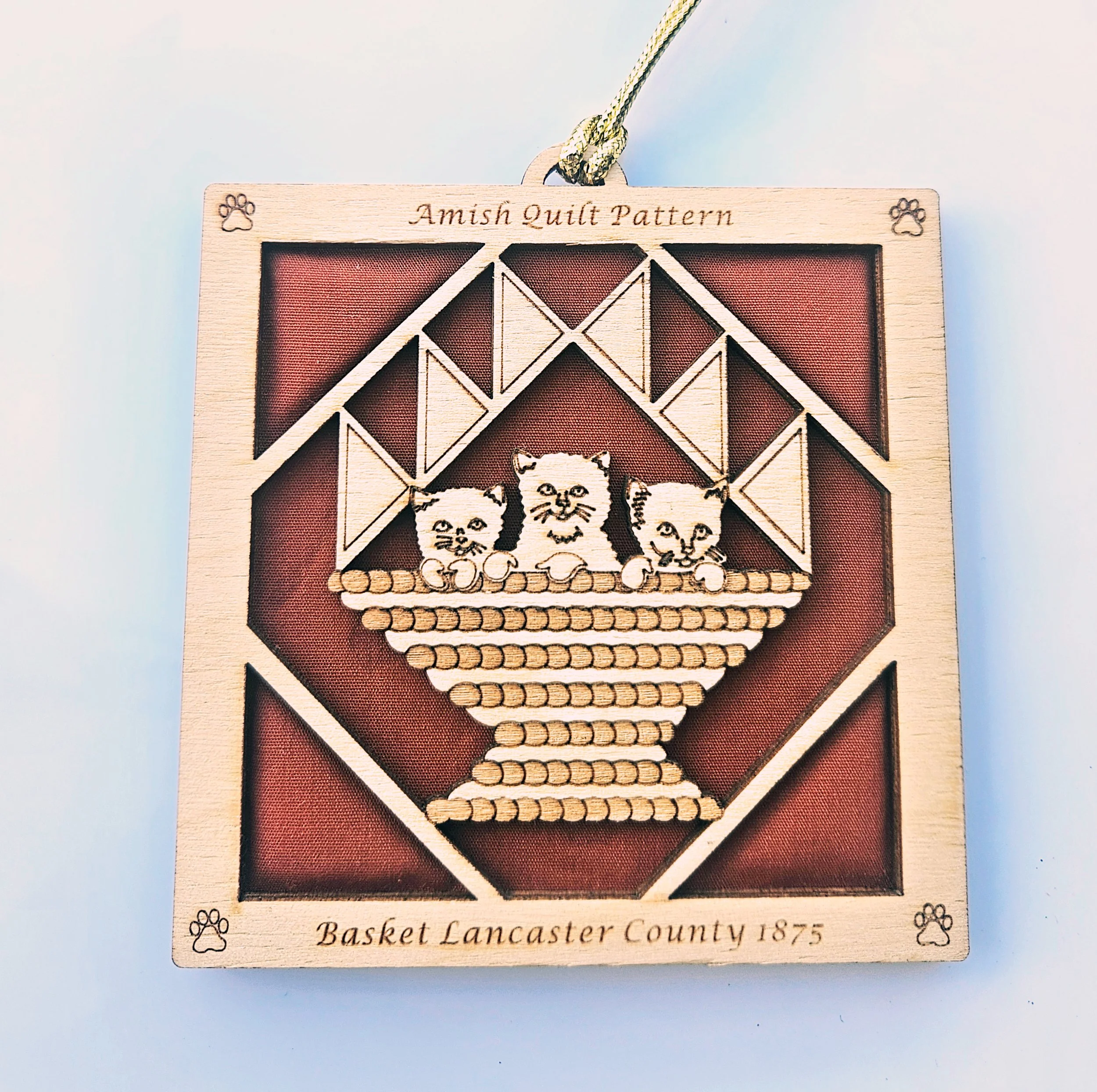 Quilt Ornament - Basket of Cats
