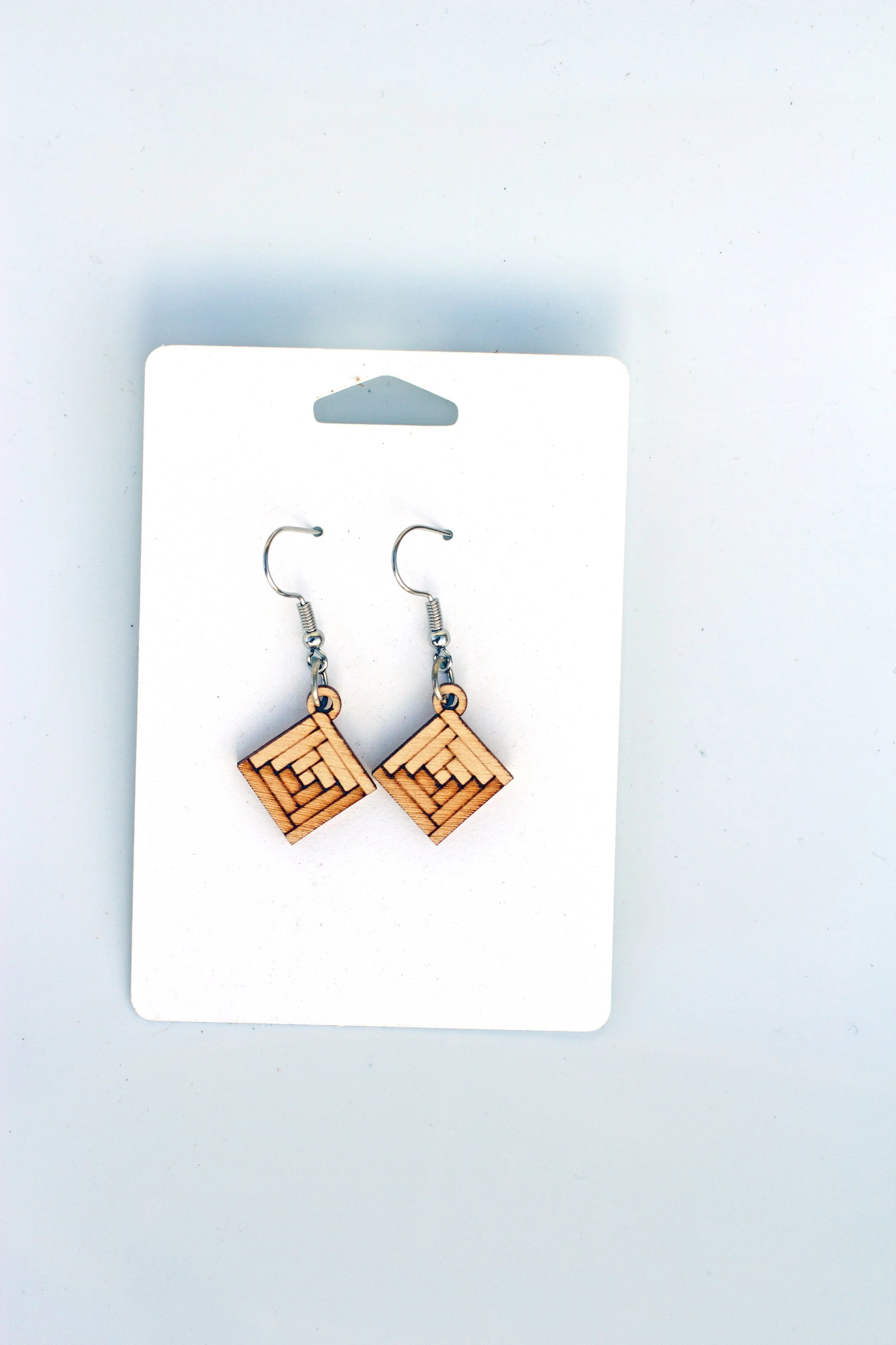 Wood Earrings - Log Cabin Mini