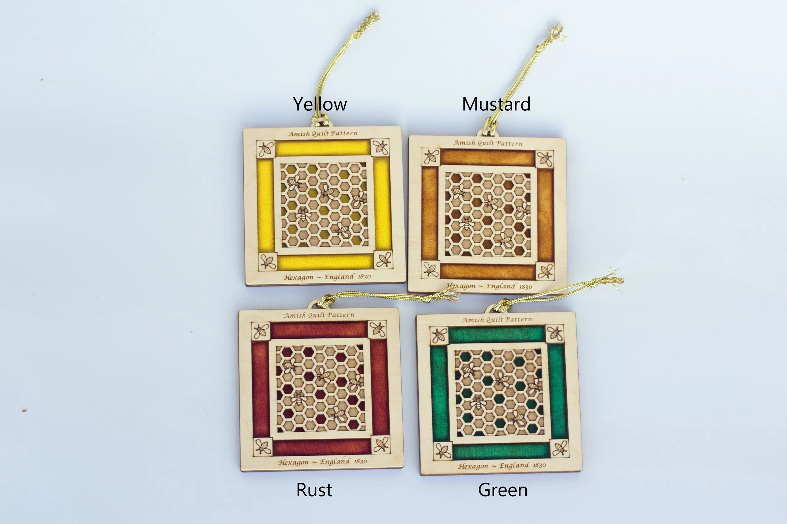 Quilt Ornament - Hexagon Bee