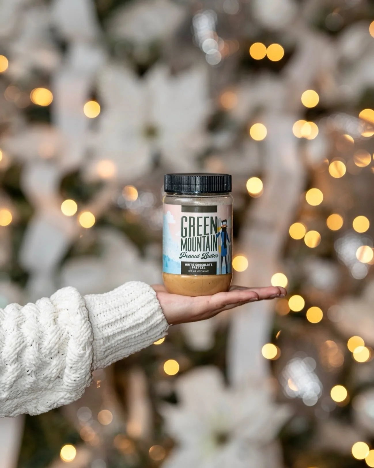 ✨Holiday lights are on&hellip; and so is our White Chocolate Pretzel Peanut Butter season ✨ We opened pre-orders quietly and you sold us out almost immediately! Thank you!! A few jars are still left before the next production, perfect for gifting (or