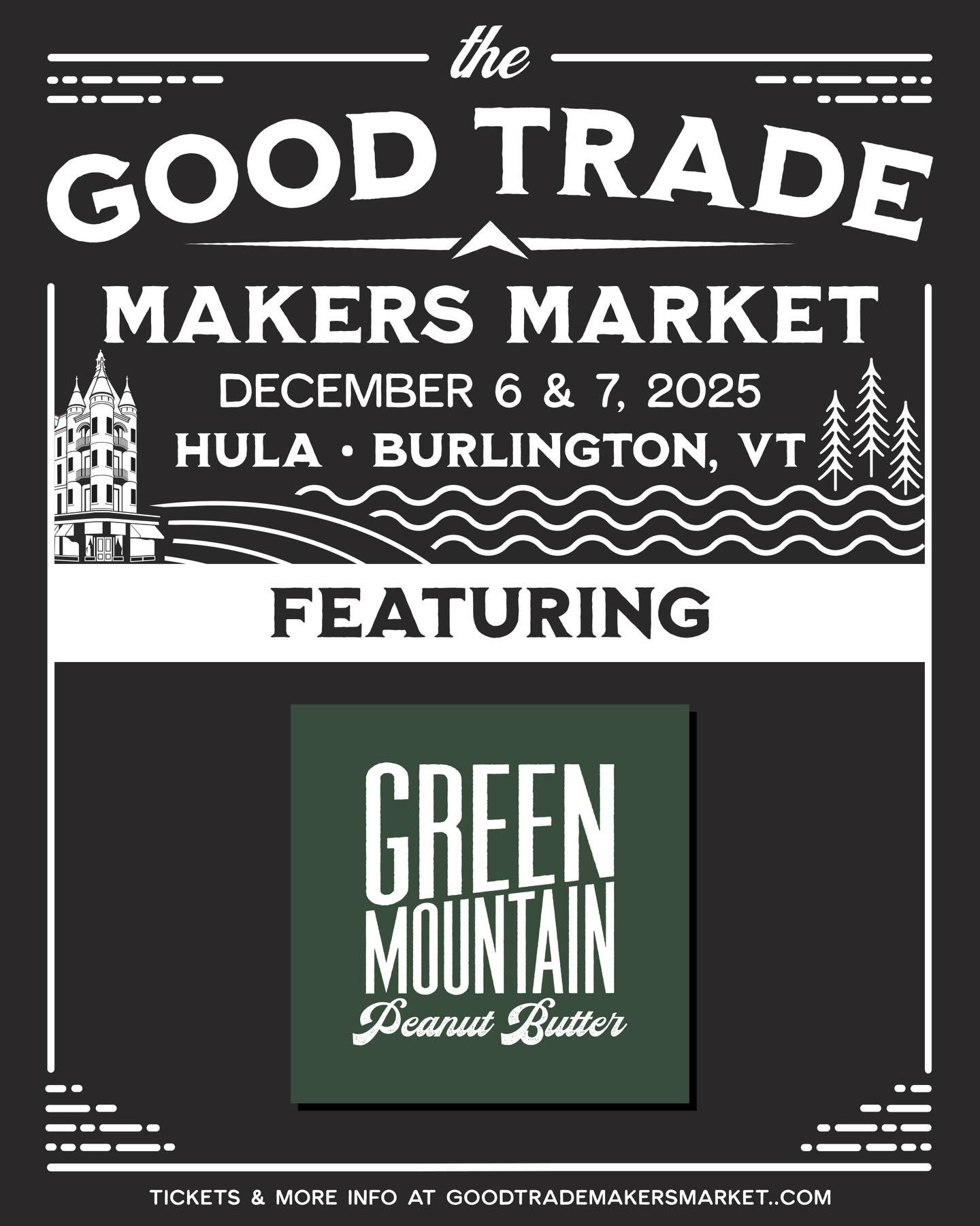 Excited for tomorrow&rsquo;s @goodtrademakersmarket ❤️ Still just a few tickets available, almost sold out, come and say hi! We will have plenty of peanut butter ❤️🥜 and a lot of smiles 😁

#vermont #peanutbutter #buylocal #shoplocal