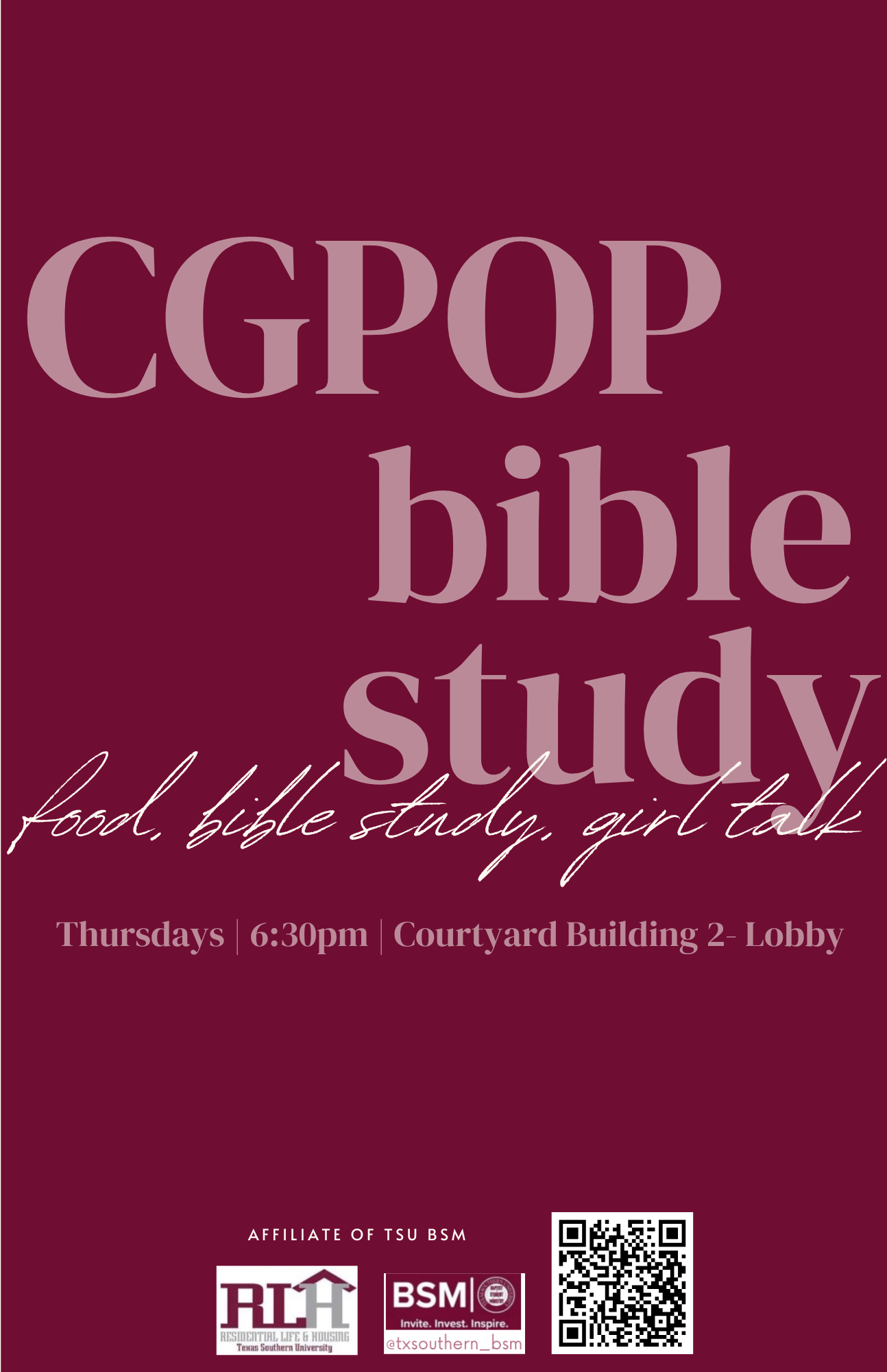 Christian Girls POP Bible Study Flyer