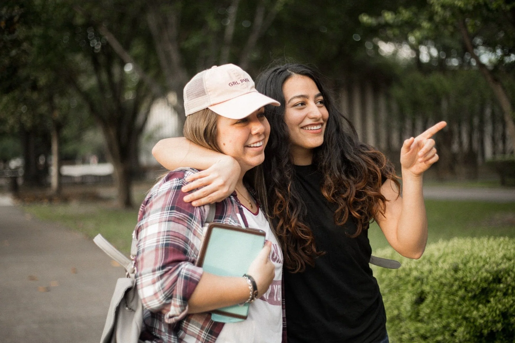 Two college girls on their Christ-Centered college campus.