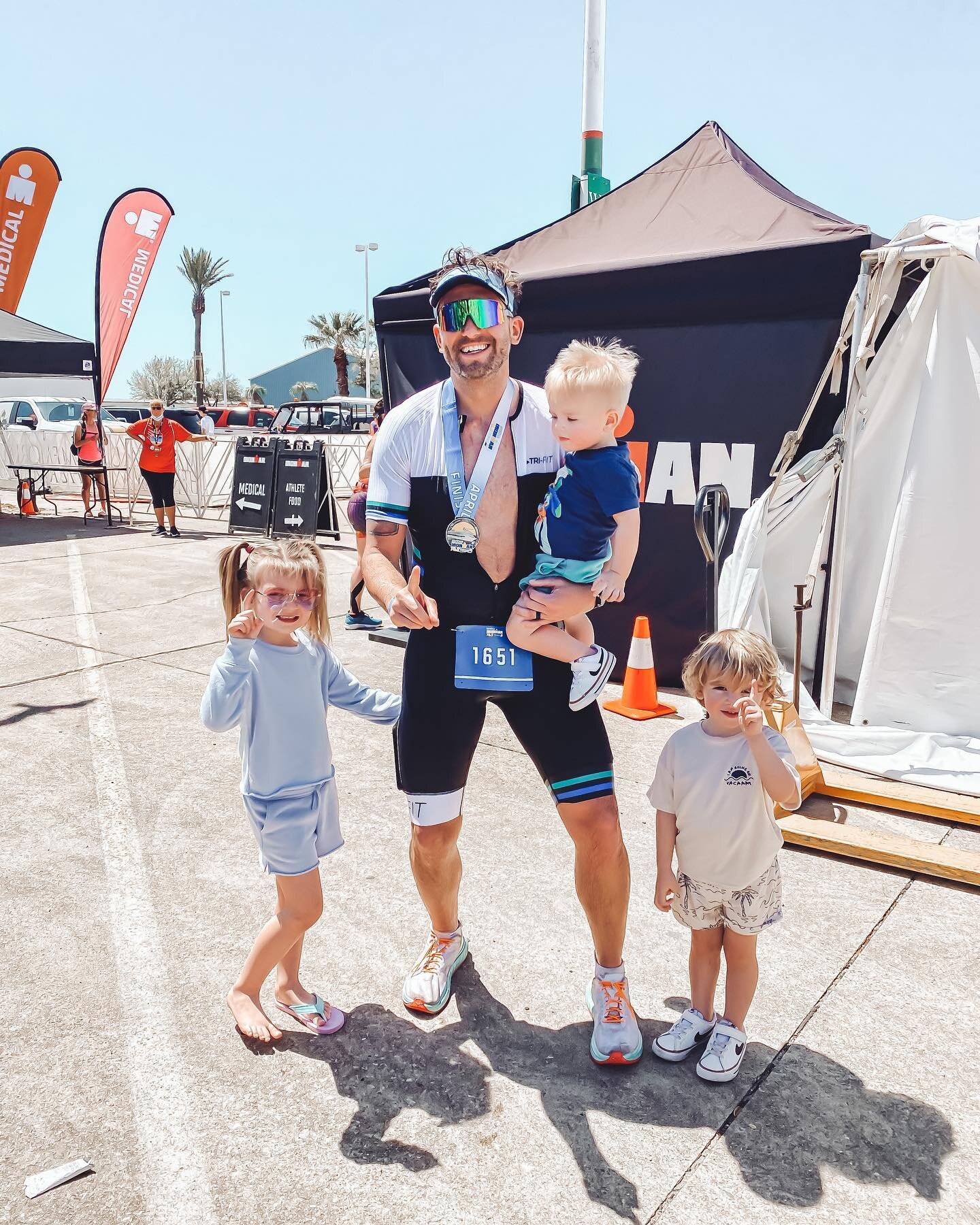 This guy. 👆🏼
An Ironman finisher.
And he almost wasn&rsquo;t.

If you&rsquo;ve been following our vacay, you know it&rsquo;s been craaaazy! 🤪 But some sign of God or some higher power was looking out for Beau and made sure he  raced.

We got to se