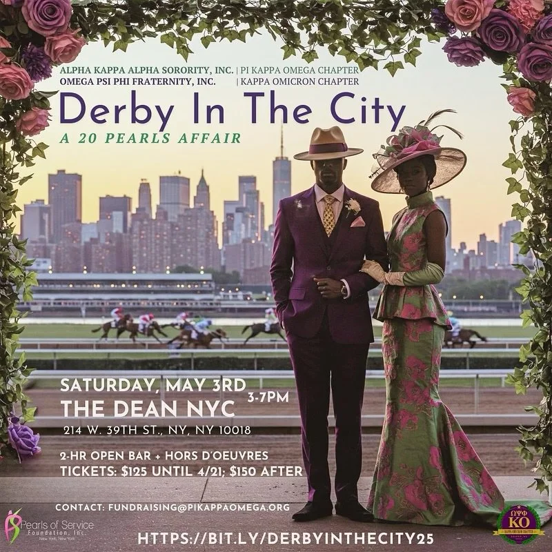 Derby in the City: A 20 Pearls Affair
Get ready to show up and show out in your best derby-themed styles! Join the Brothers of the Kappa Omicron Chapter of Omega Psi Phi Fraternity, Inc. and the Pretty Ladies of the Pi Kappa Omega Chapter of Alpha Ka