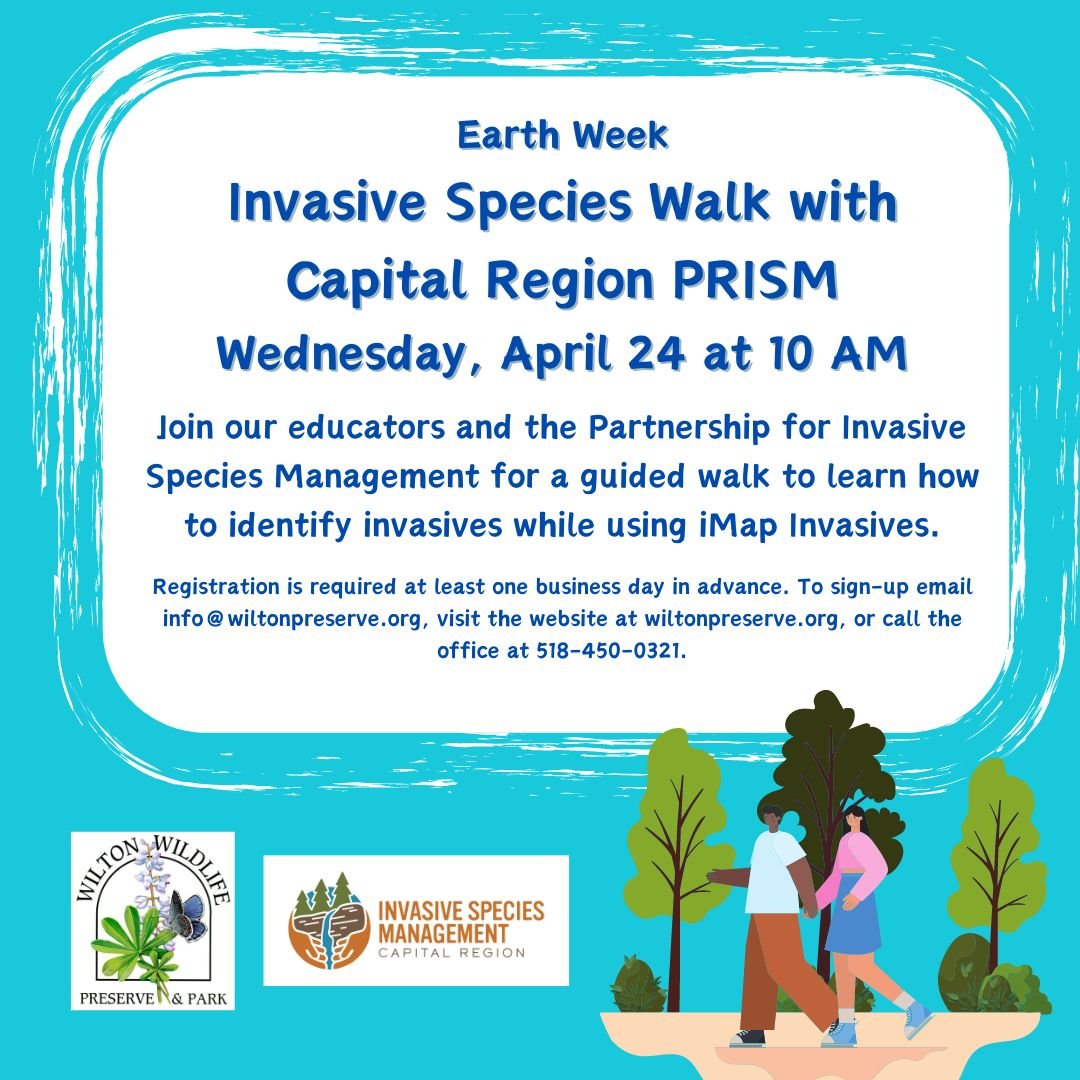 Wednesday, April 24 at 10 AM - Invasive Species Walk with Capital Region PRISM 🌲

Join our educators and the Partnership for Invasive Species Management for guided walk to learn how to identify invasives while using iMap invasives. @capitalregionpri