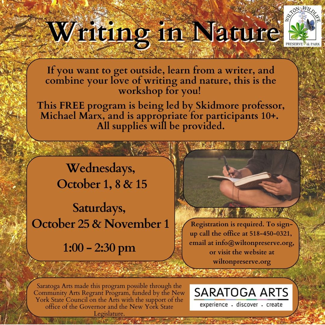 Writing Nature Writing in Nature Workshop — Wilton Wildlife Preserve & Park