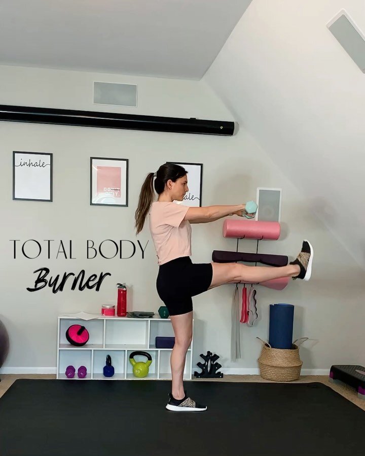 You most definitely do not need to workout for hours to get in an effective workout 👏🏻. Give this quick TB Burner workout a try, &amp; I think you'll agree! Combining strength &amp; plyometric movements that hit each muscle group! ✔️
.
+ Needed: a 