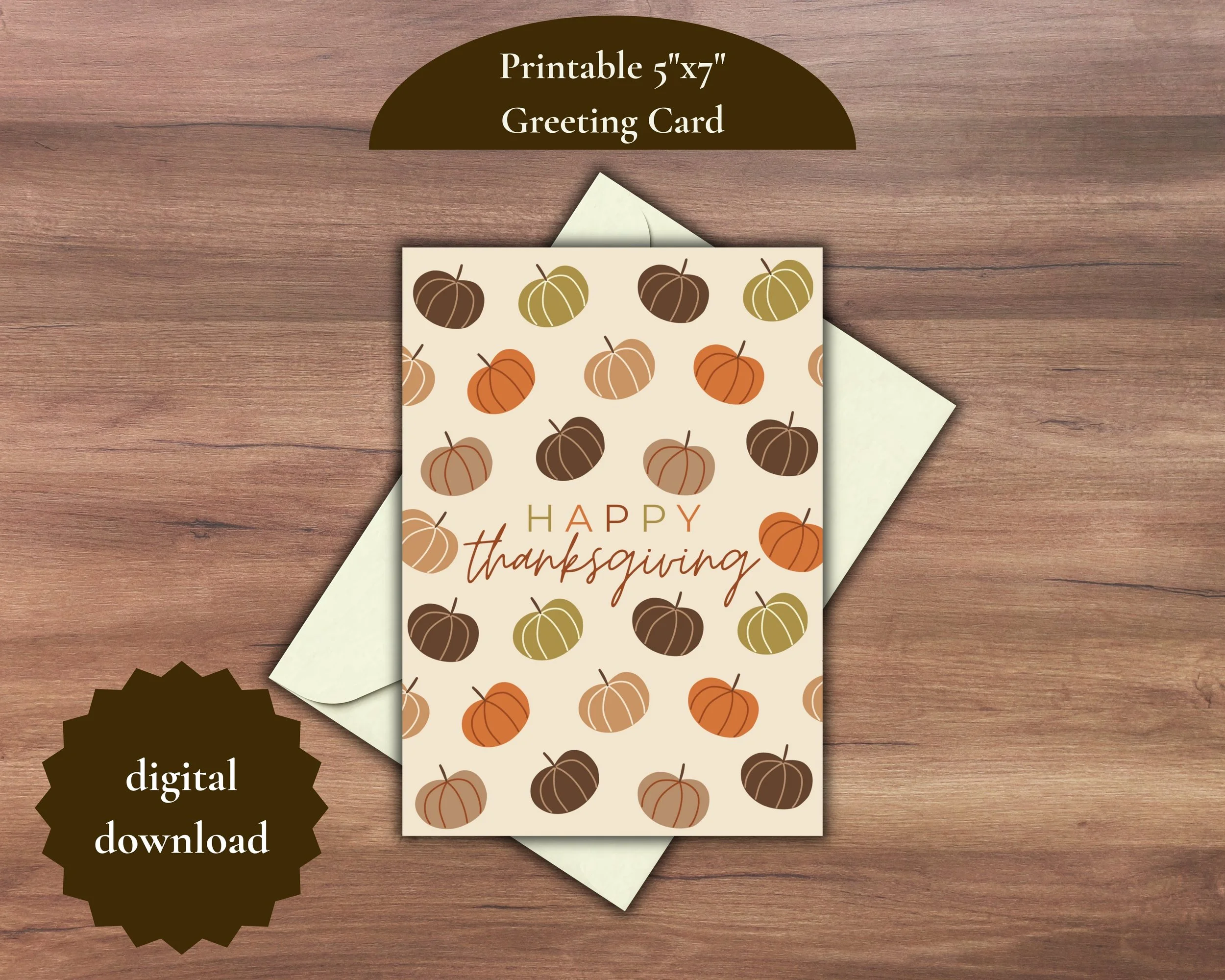 Happy Thanksgiving | 5x7 Fall Printable Greeting Card