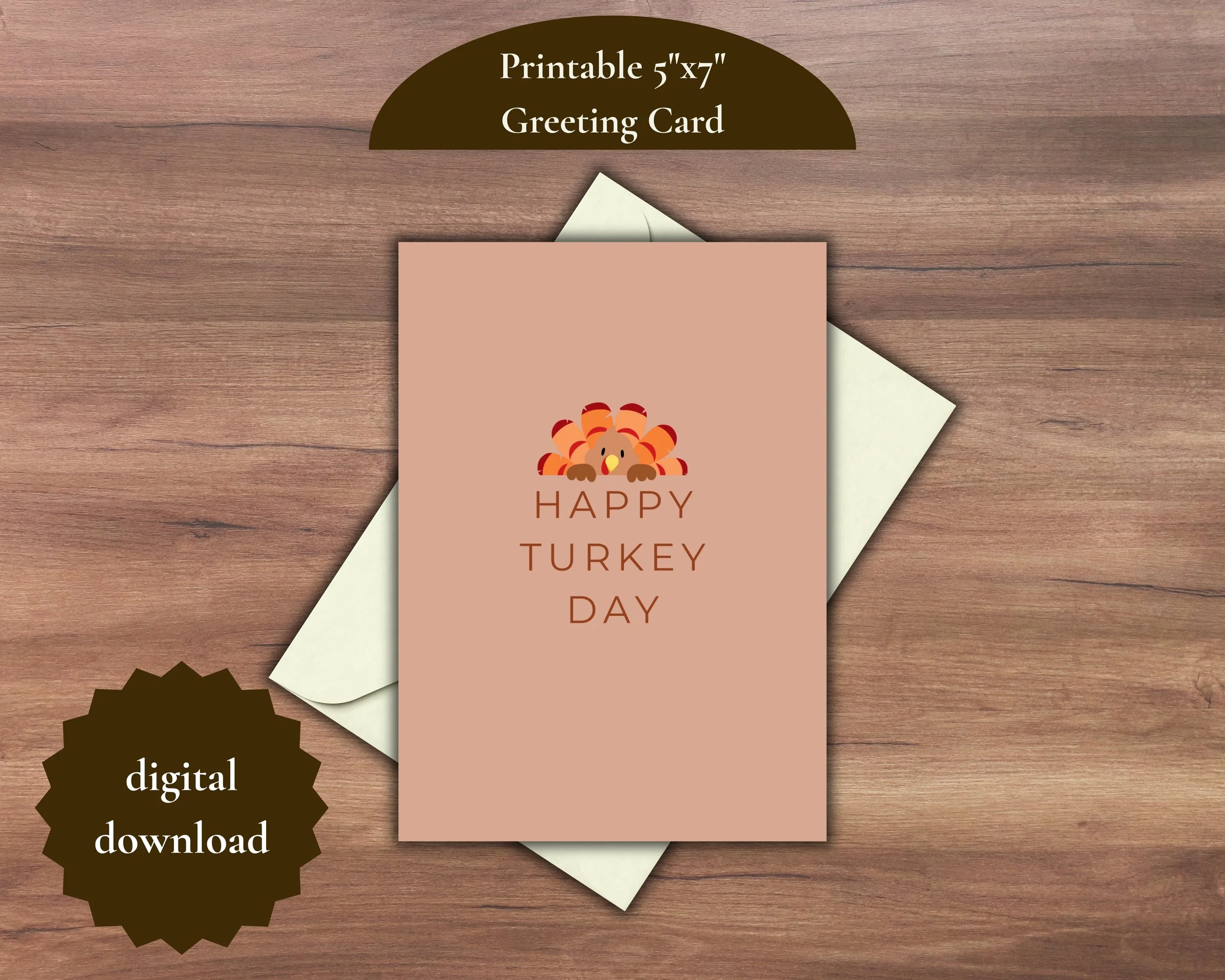 Happy Turkey Day | 5x7 Fall Printable Greeting Card
