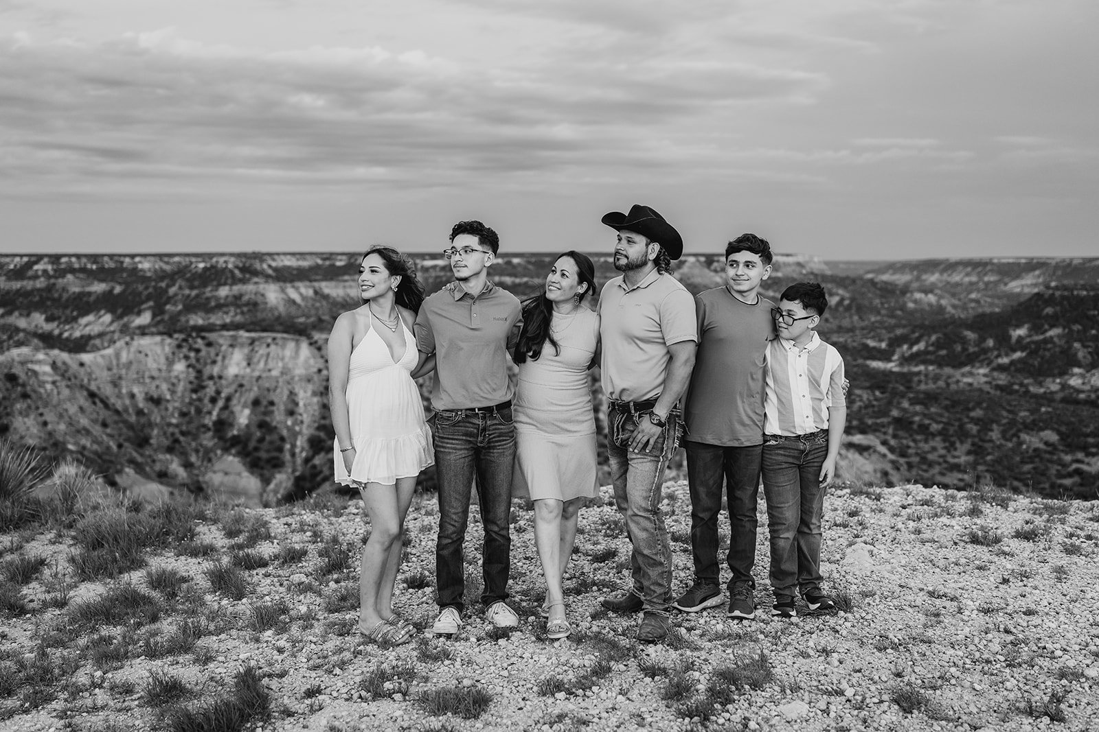 Family Photo session in Palo Duro Canyon black and white photo.
