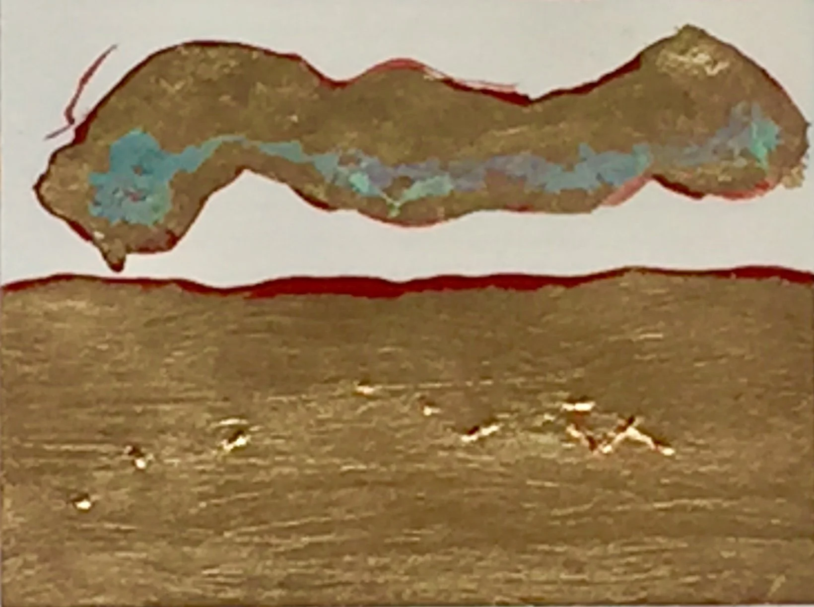 acrylic copper leaf embroidery stitching abstract  art