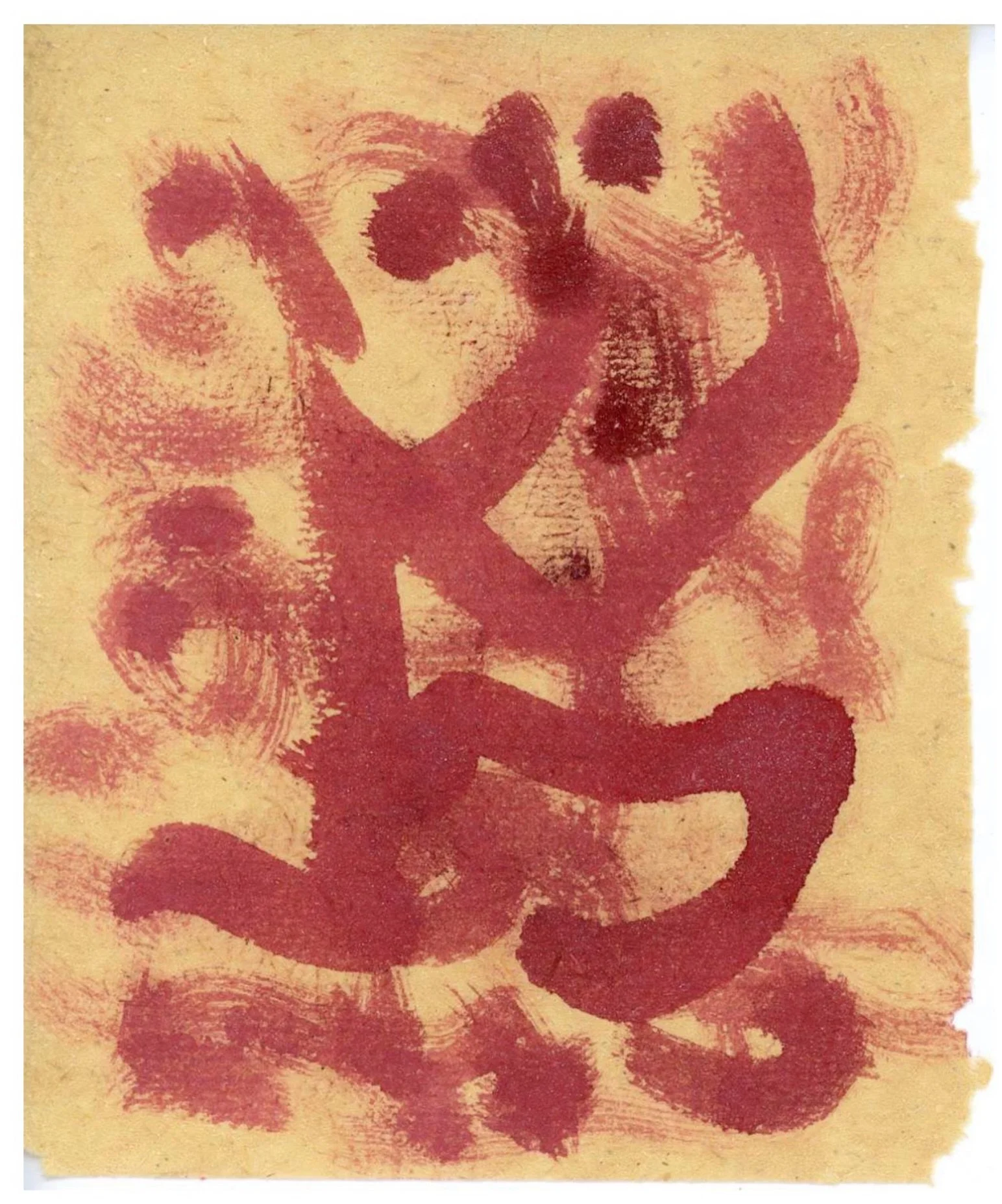 I love being in the moment, moving my brush over paper, as in this happy little gem of Japanese watercolor with silver metallic watercolor powder on tobacco paper. These calligraphic gestural abstractions flow out of my me effortlessly. 6.5 x 5.375 i