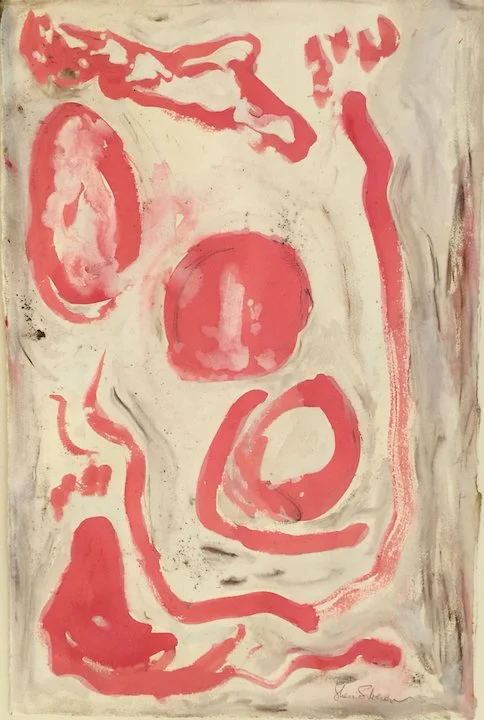 pink gray white expressive abstract painting on paper gouache pastel sherri silverman