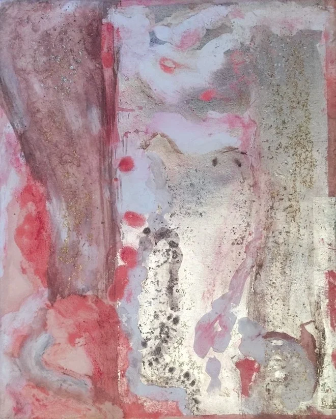 Light and Water: Spring Waterfalls. 2015. mineral pigment, oyster shell pigment, Japanese silverleaf, and imitation goldleaf on Kumohadamashi paper mounted on canvas
10" x 8" x 0.75".
