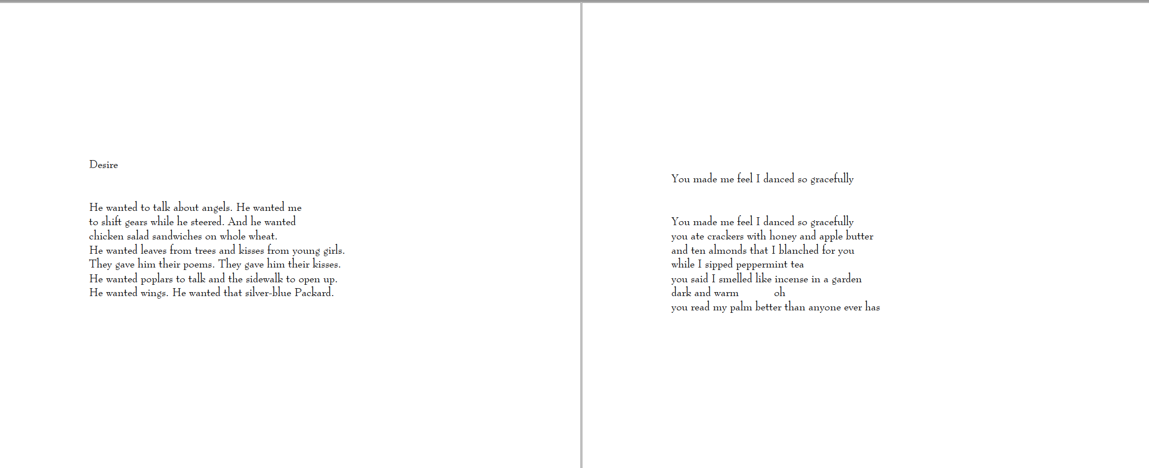 mirror image poetry book sample poems about men I dated