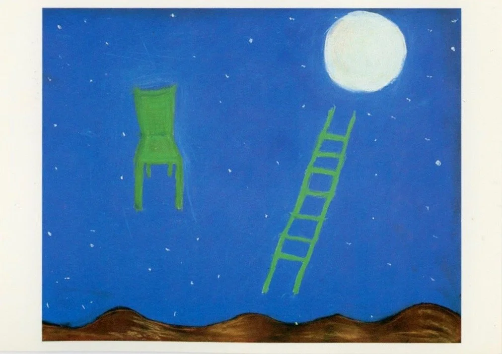 licensing reproduction rights ladders of light green ladder green chair in night sky stars full moon colorful