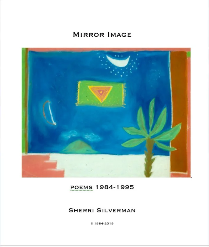 mirror image poetry book cover colorful whimsical symbolism imaginary landscape