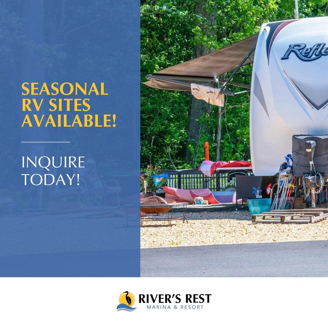 Are you ready for summer adventures at River's Rest Resort &amp; Marina? Secure your seasonal RV spot now before they're gone! ☀️

To inquire about seasonal leasing, click the link in bio. ✨