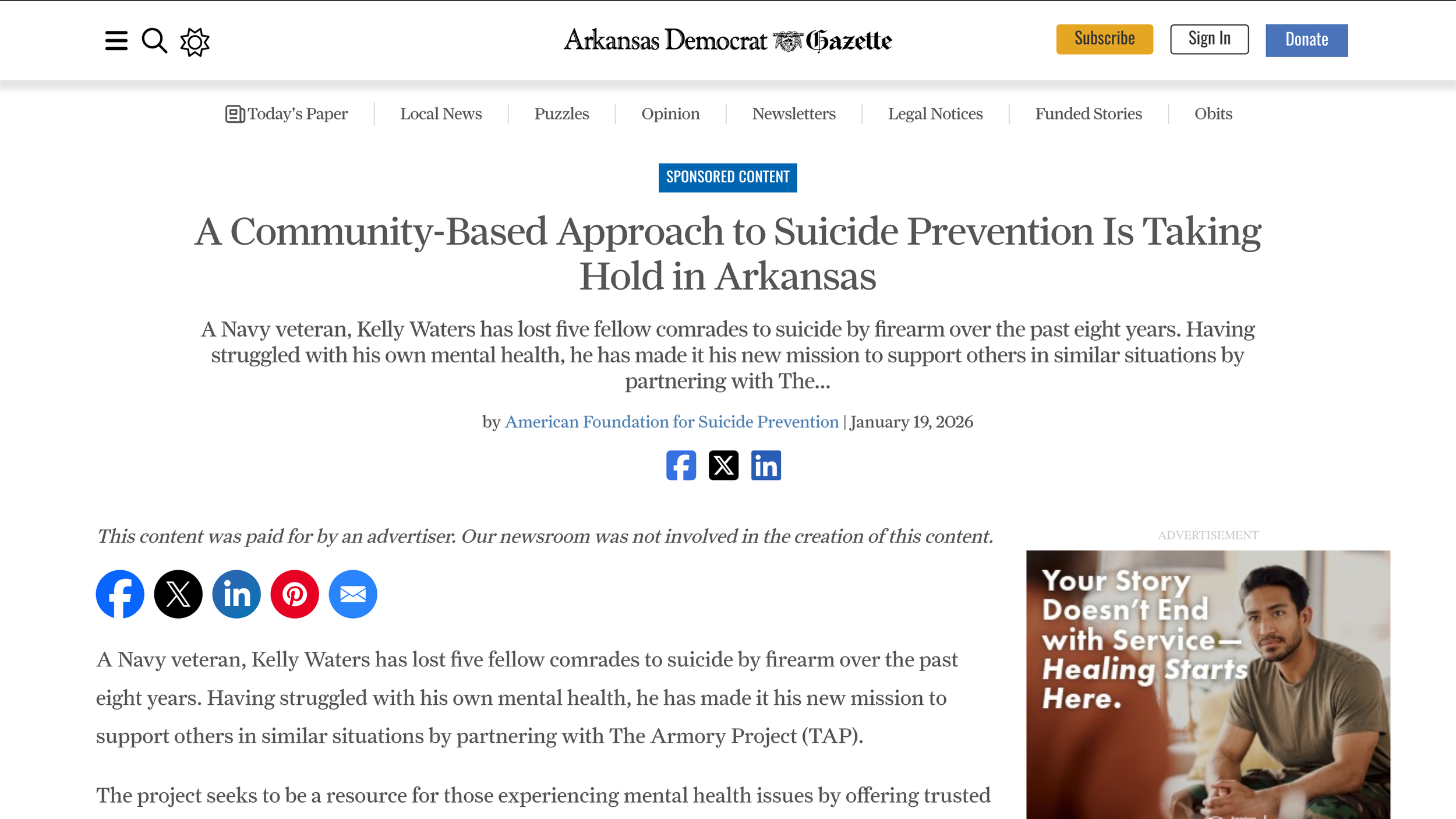 A Community-Based Approach to Suicide Prevention Is Taking Hold in Arkansas