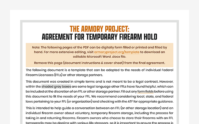 Firearm Hold Agreement Template