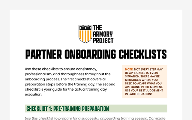 Partner Onboarding Checklists